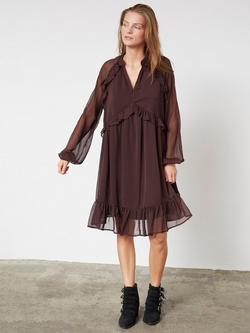 Sisters Point Ruffle Tiered Dress, Mahogany, Mahogany