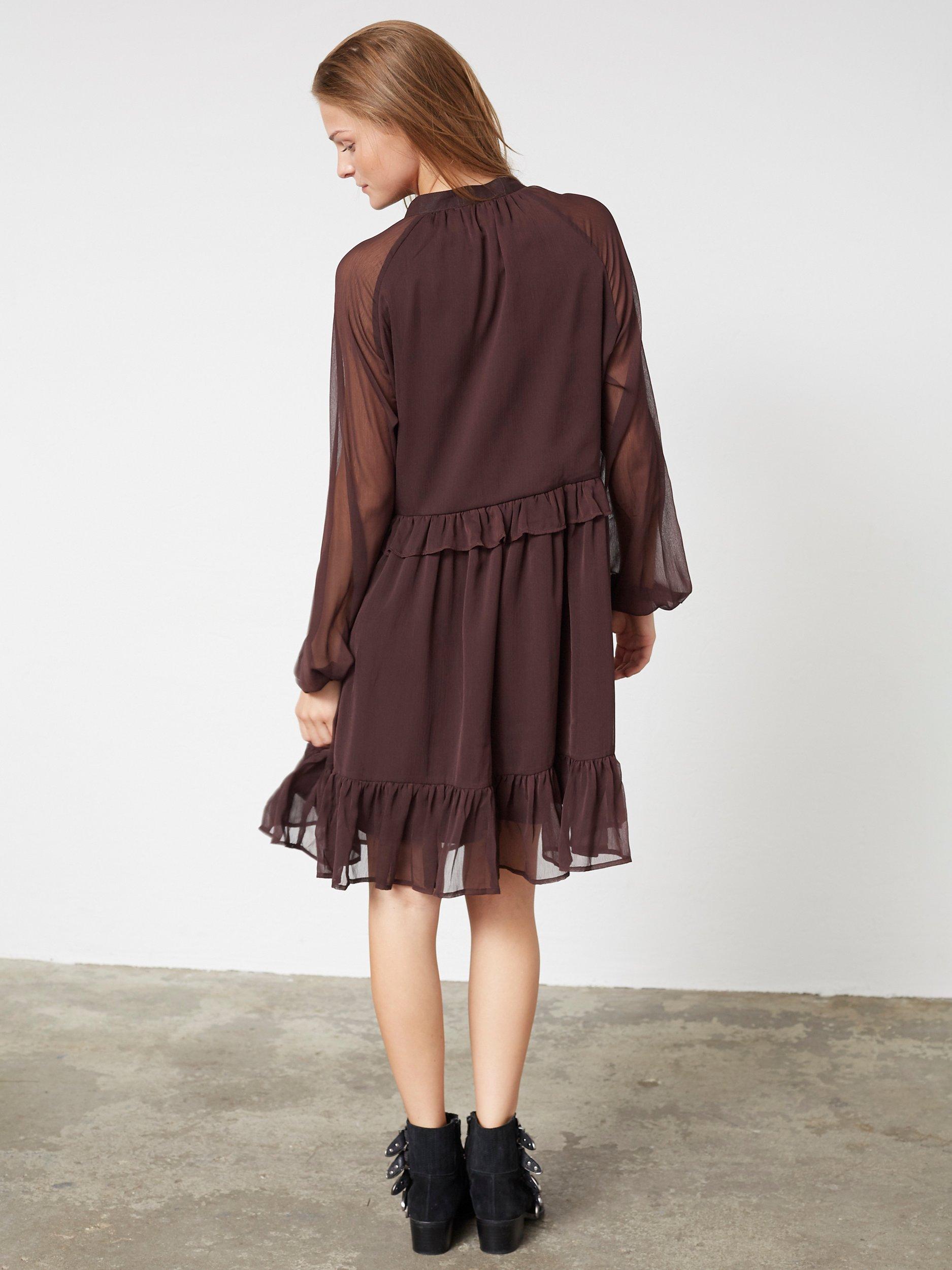 Product image 2 of 2, which shows Sisters Point Ruffle Tiered Dress, Mahogany, XS
