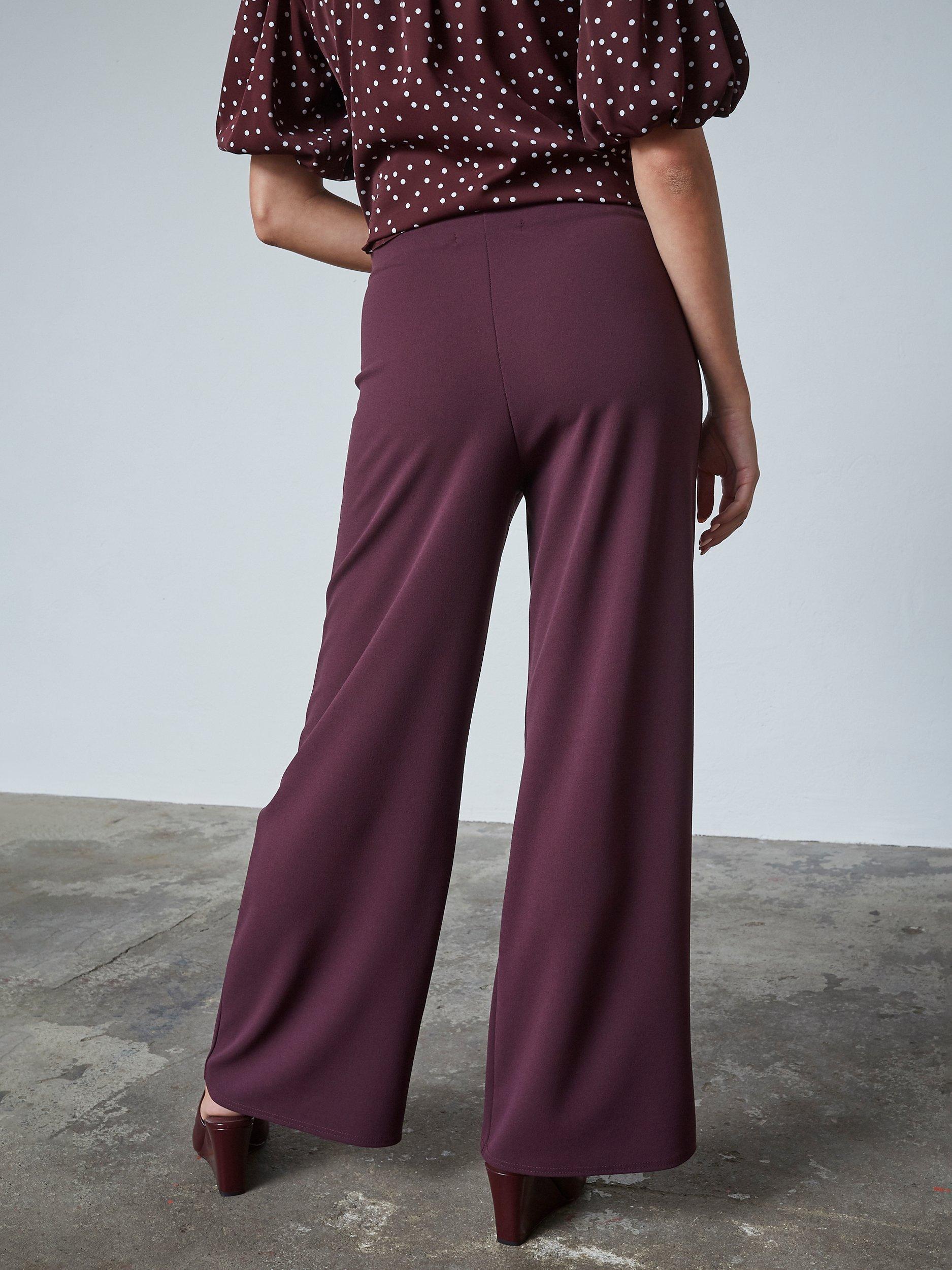 Product image 2 of 4, which shows Sisters Point Glut Stretch Wide Leg Trousers, Deep Bordeaux, XS