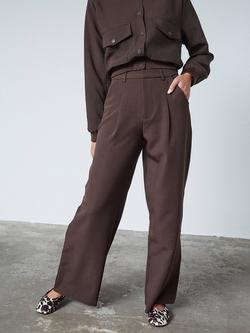 Sisters Point Relaxed Fit Wide Leg Trousers, Chocolate, Chocolate
