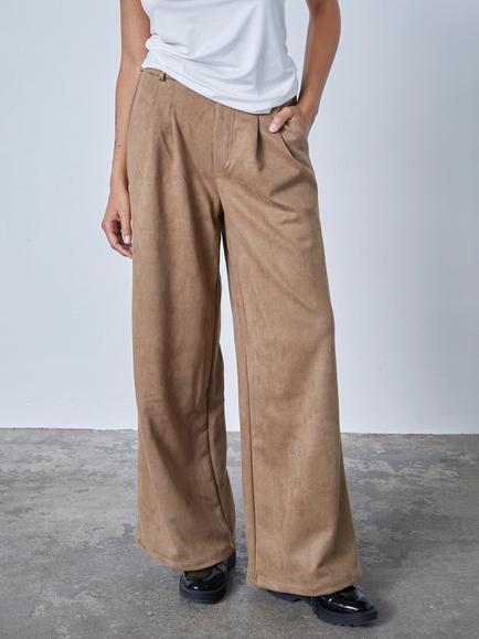 Sisters Point Velra Faux Suede Wide Leg Trousers, Camel, Camel