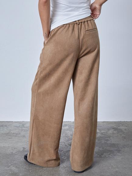 Sisters Point Velra Faux Suede Wide Leg Trousers, Camel - view 2, Camel