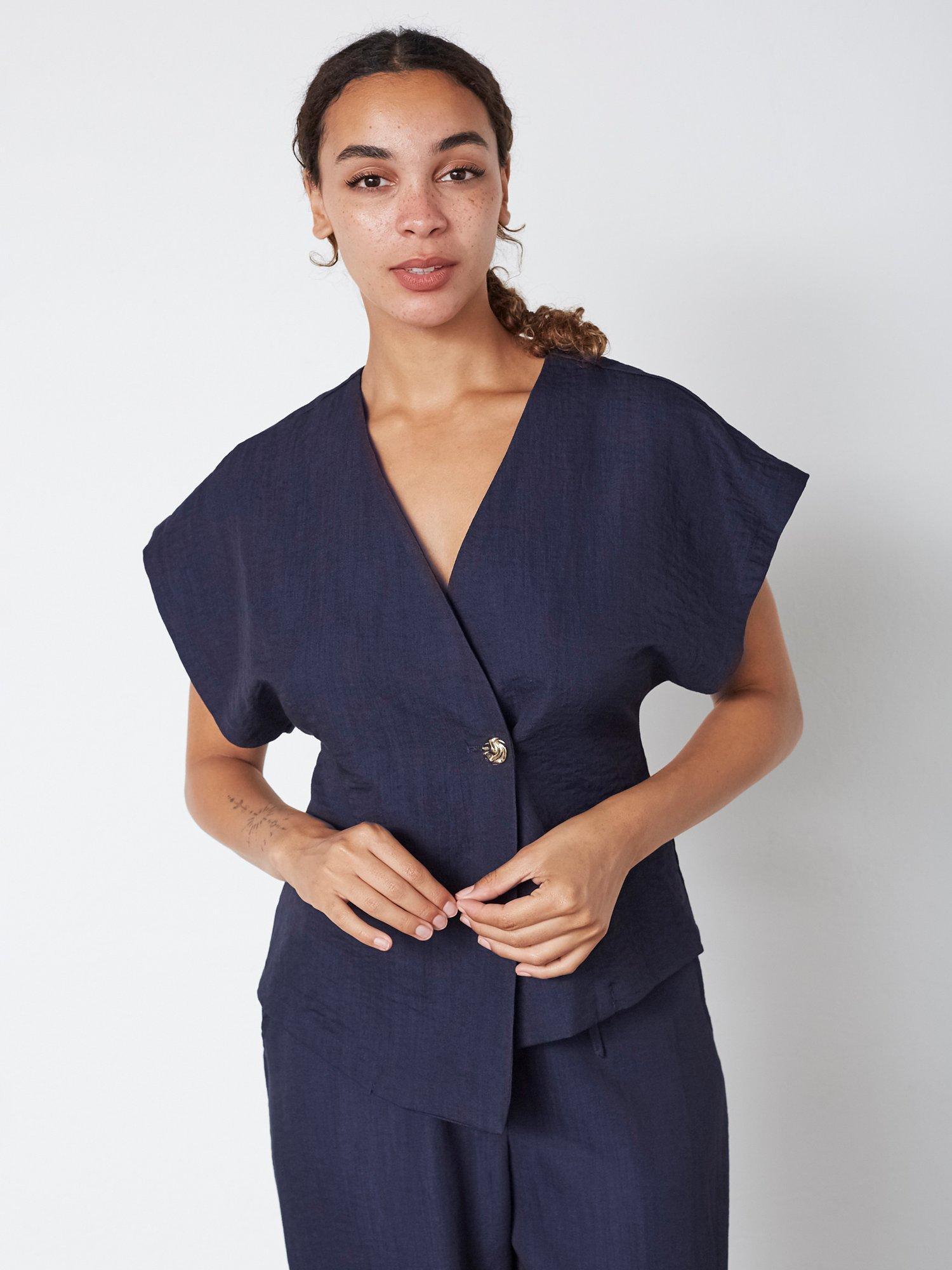 Product image 1 of 2, which shows Sisters Point Gevela Waistcoat, Dark Blue, XS