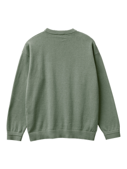 Benetton Kids' Cotton Ribbed Crew Neck Jumper - view 2, Mid Green