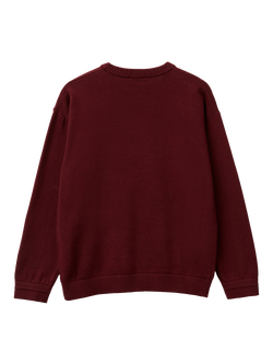 Benetton Kids' Cotton Ribbed Crew Neck Jumper - view 2, Red