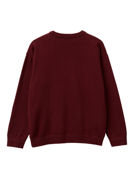 Benetton Kids' Cotton Ribbed Crew Neck Jumper - view 2, Red