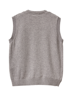 Benetton Kids' Cotton Sleeveless V Neck Vest - view 2, Grey