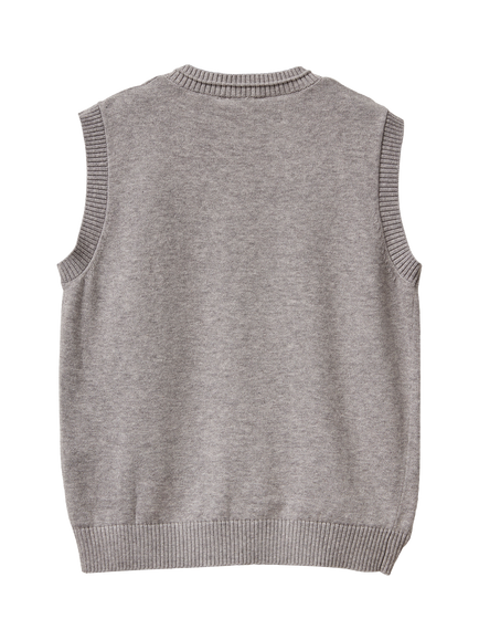 Benetton Kids' Cotton Sleeveless V Neck Vest - view 2, Grey
