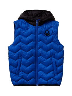 Benetton Kids' Hooded Quilted Gilet, Multicolor