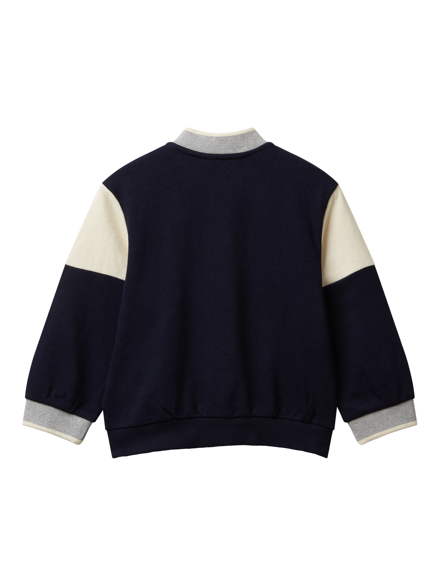 Product image 2 of 3, which shows Benetton Kids' Cotton Blend Bomber Sweatshirt, Blue/Multi, 3-4 years