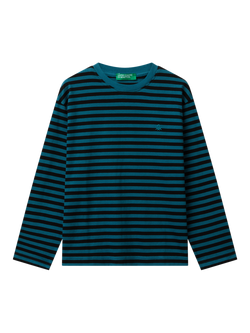 Benetton Kids' Long Sleeve Stripe T-Shirt, Multi, Multicolor