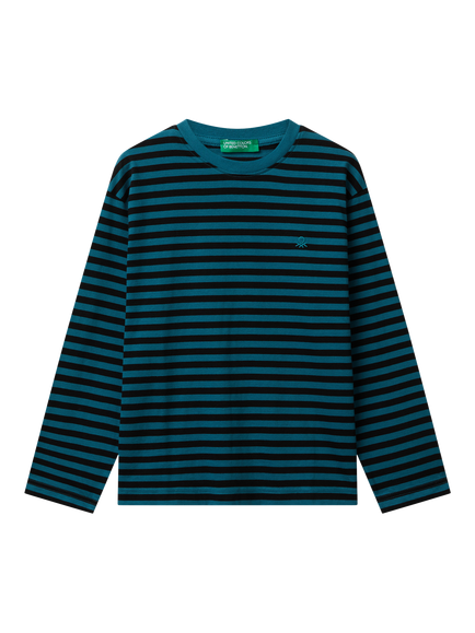 Benetton Kids' Long Sleeve Stripe T-Shirt, Multi, Multicolor