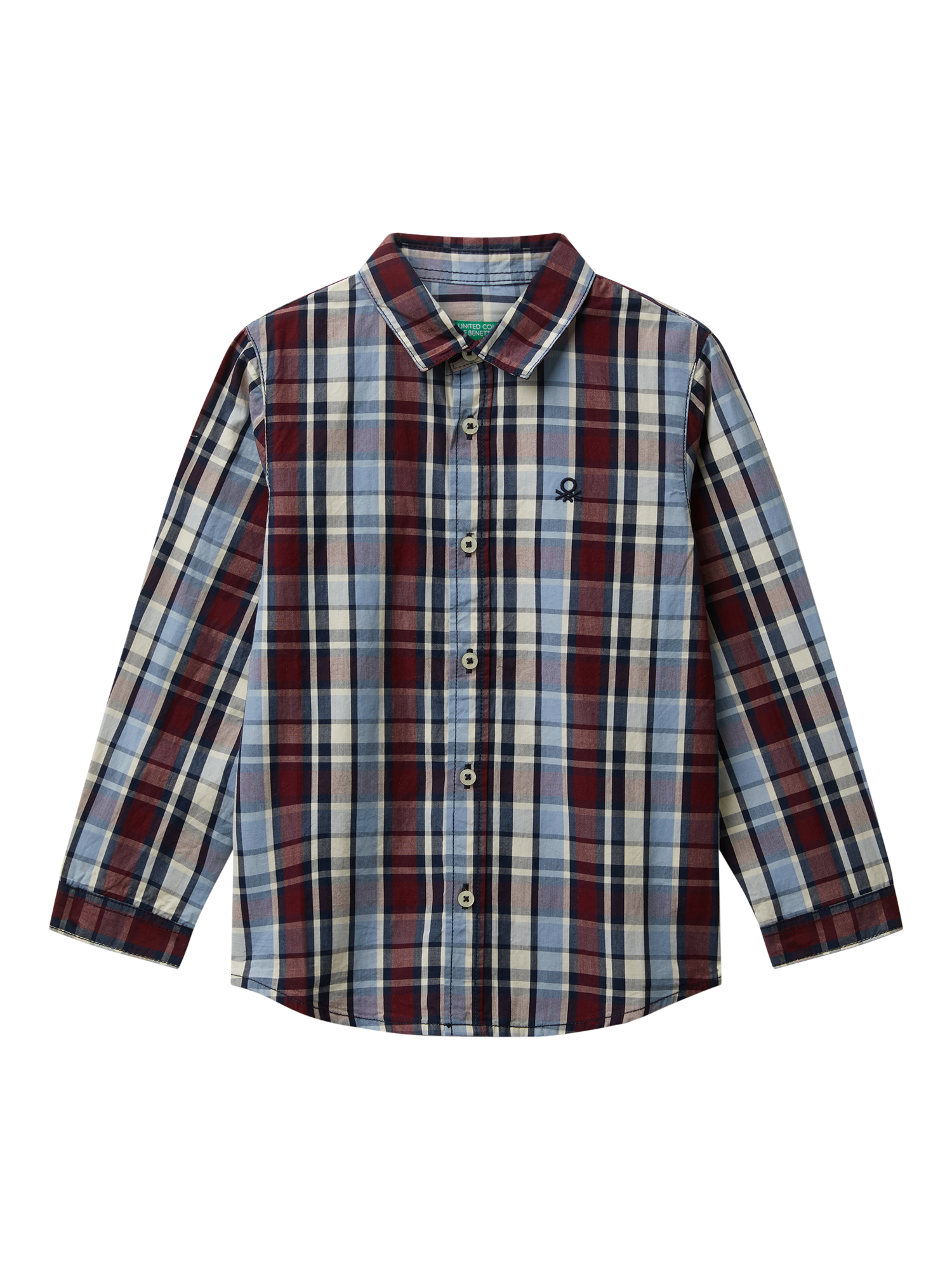 Product image 1 of 3, which shows Benetton Kids' Long Sleeve Checked Shirt, Multi, 3-4 years