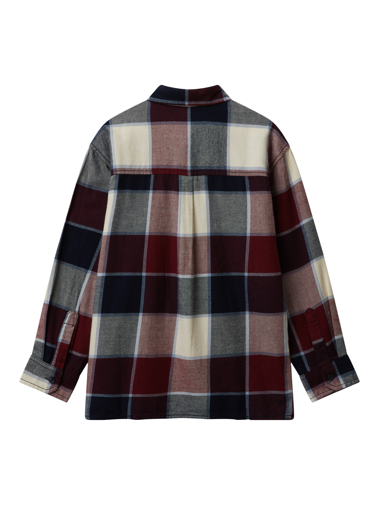 Product image 2 of 3, which shows Benetton Kids' Cotton Long Sleeved Checked Shirt, Multi, 7-8 years