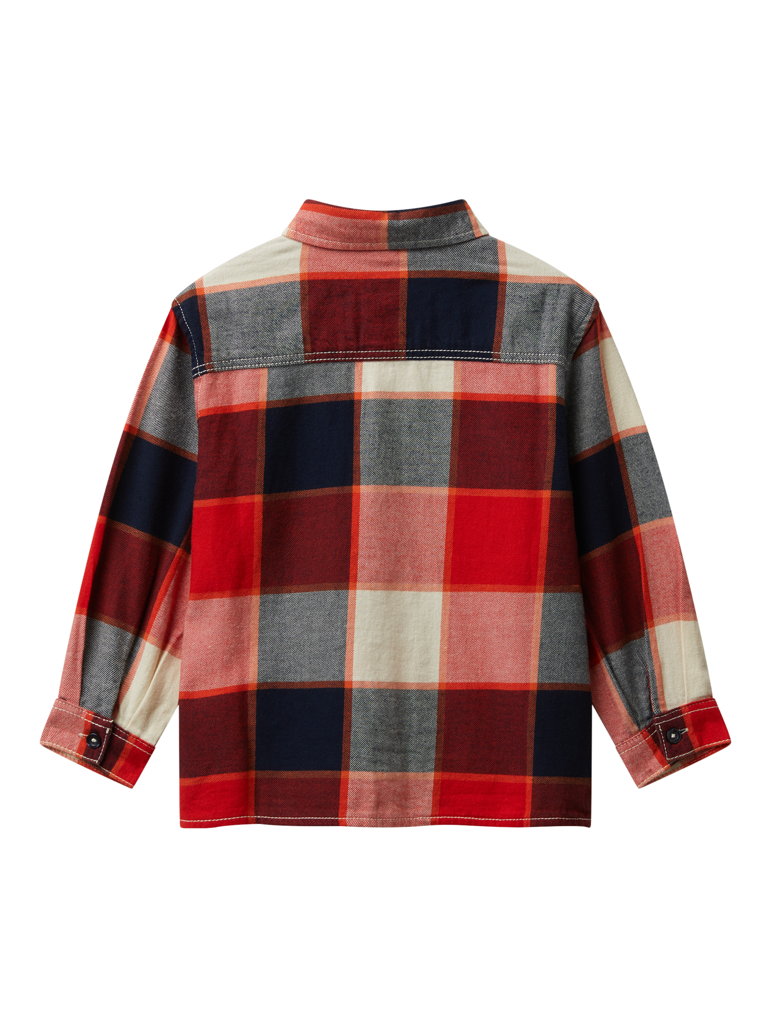 Product image 2 of 3, which shows Benetton Kids' Oversized Check Flannel Shirt, Multi, 3-4 years