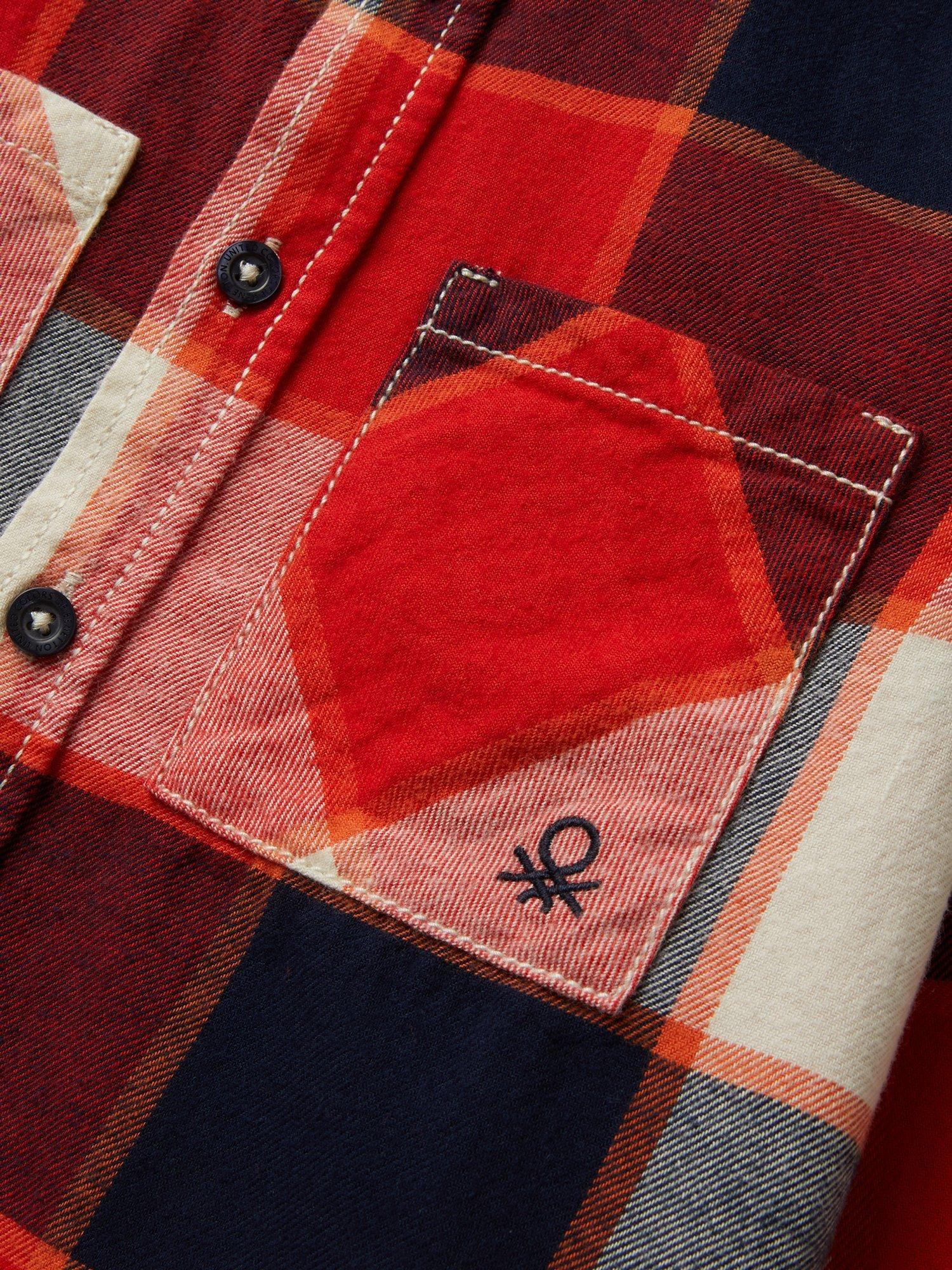 Product image 3 of 3, which shows Benetton Kids' Oversized Check Flannel Shirt, Multi, 3-4 years