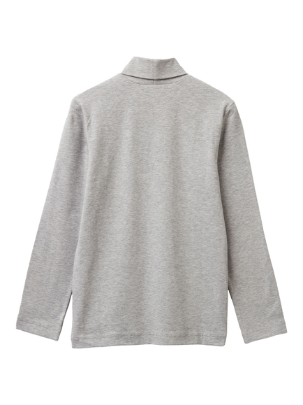 Benetton Kids' High Neck Long Sleeve T-Shirt, Grey - view 2, Grey