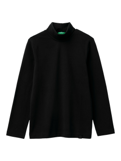Benetton Kids' Turtle Neck Long Sleeve T-Shirt, Black, Black