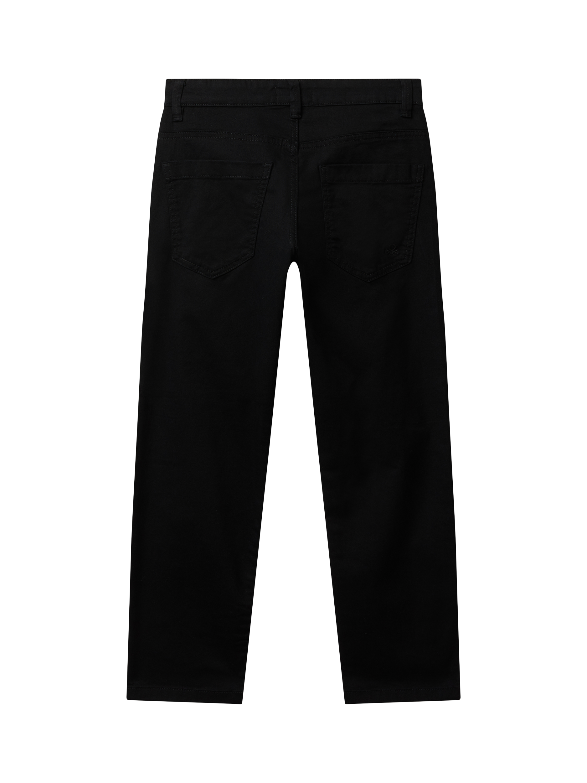 Product image 2 of 3, which shows Benetton Kids' Cotton Blend Slim Five Pocket Trousers, Black, 6-7 years