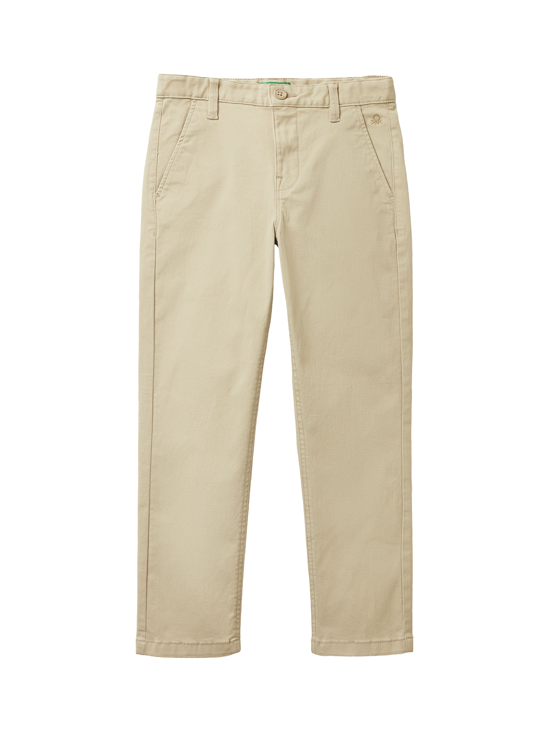 Product image 1 of 3, which shows Benetton Kids' Stretch Chino Trousers, Cream, 6-7 years