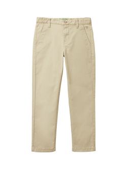 Benetton Kids' Stretch Chino Trousers, Cream, Cream