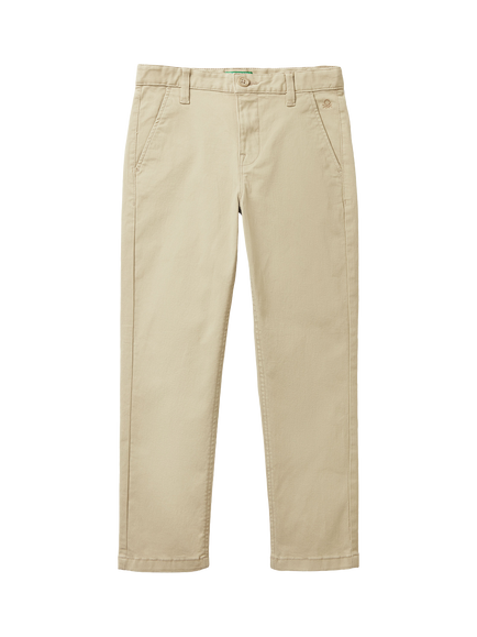 Benetton Kids' Stretch Chino Trousers, Cream, Cream