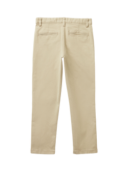 Benetton Kids' Stretch Chino Trousers, Cream - view 2, Cream