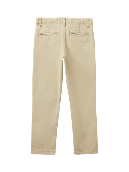 Benetton Kids' Stretch Chino Trousers, Cream - view 2, Cream