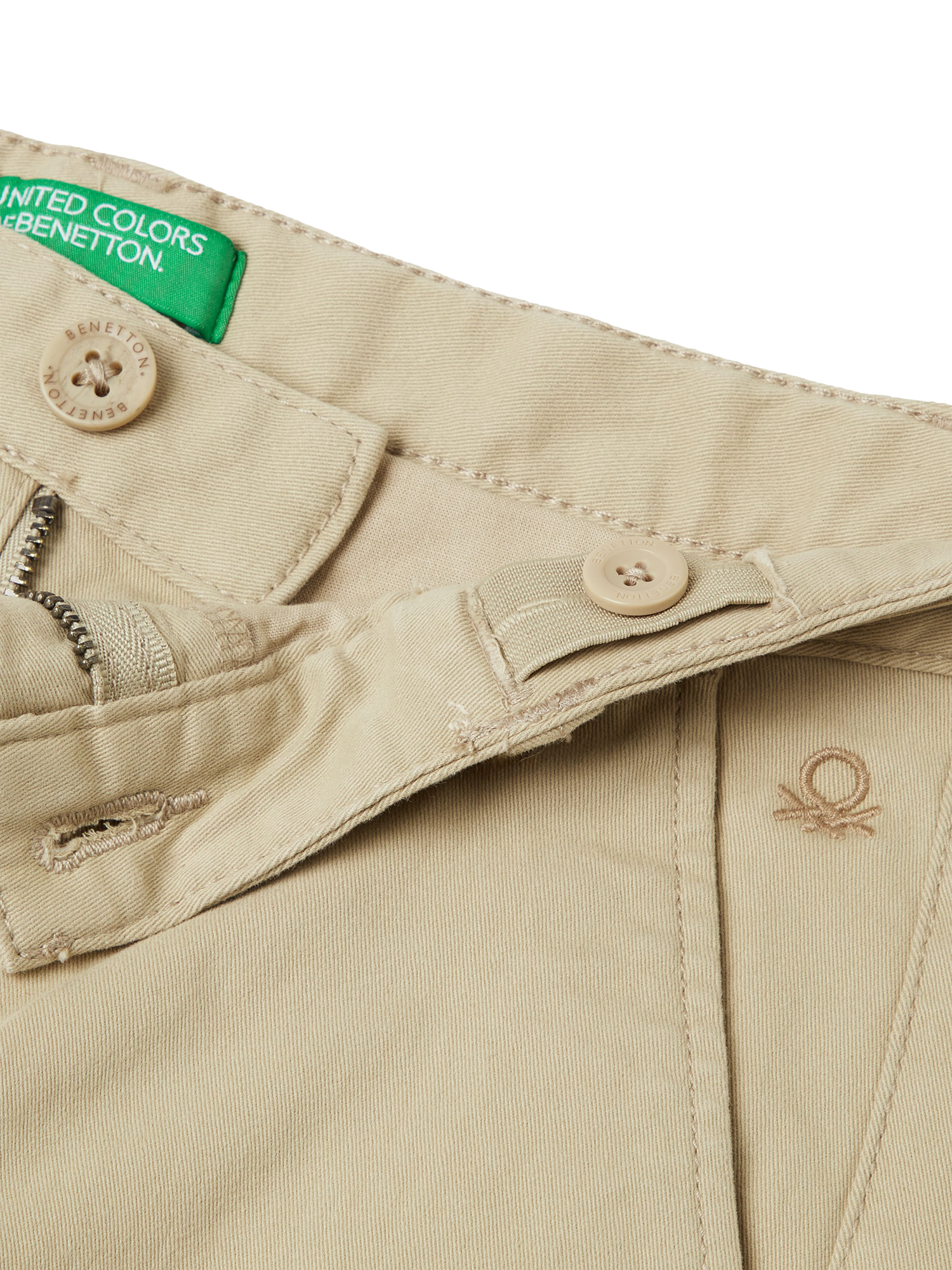 Product image 3 of 3, which shows Benetton Kids' Stretch Chino Trousers, Cream, 6-7 years
