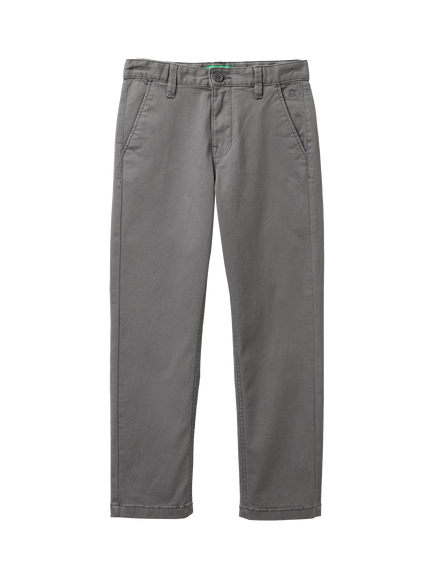 Benetton Kids' Stretch Chino Trousers, Grey, Grey