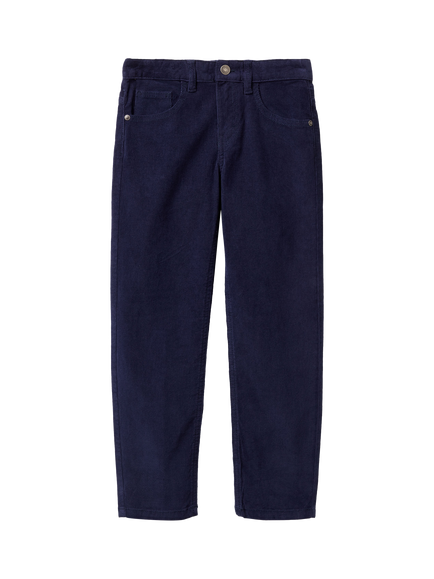 Benetton Kids' Tapered Fit Corduroy Trousers, Blue, Blue