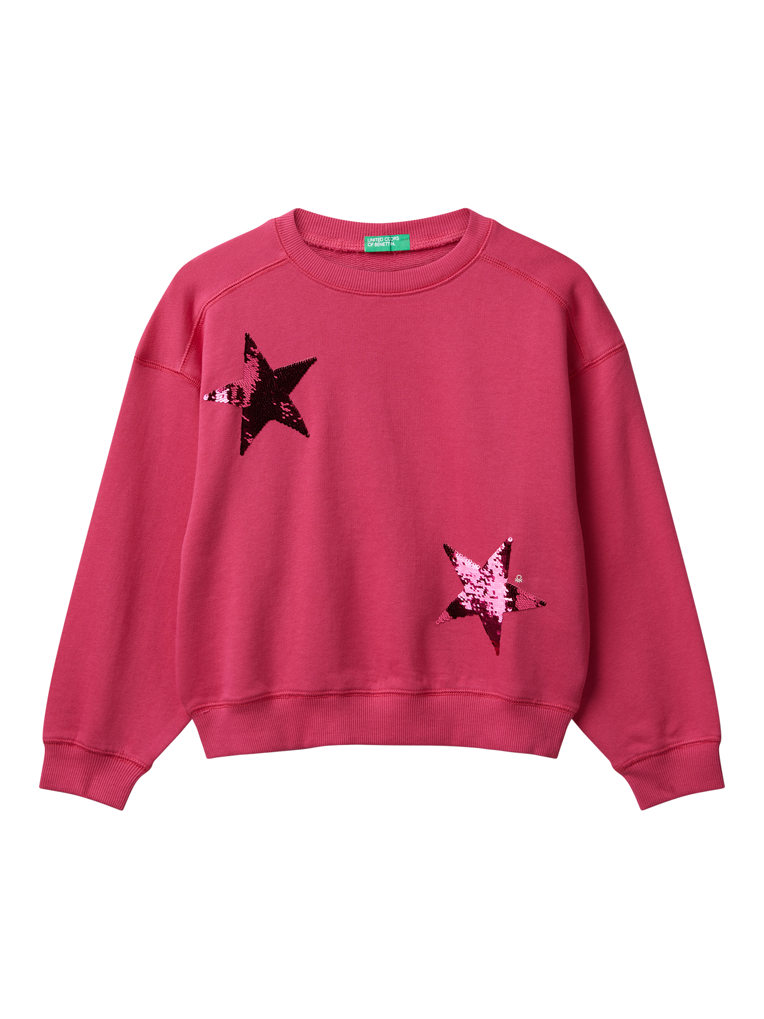 Product image 1 of 3, which shows Benetton Kids' Sequin Star Cotton Sweatshirt, Purple, 10-11 years
