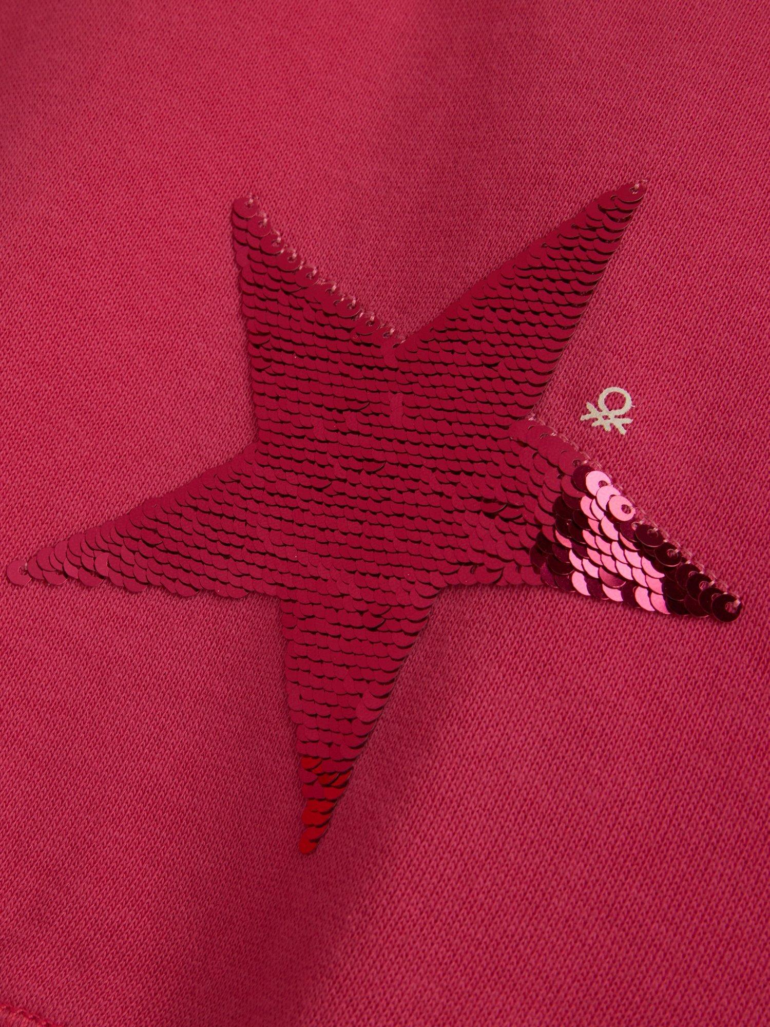 Product image 3 of 3, which shows Benetton Kids' Sequin Star Cotton Sweatshirt, Purple, 10-11 years