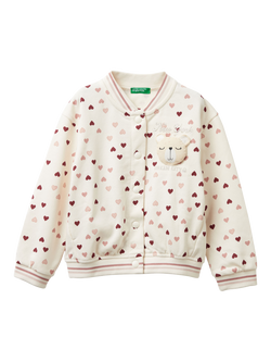 Benetton Kids' Hearts Cotton Blend Fleece, Multicolor