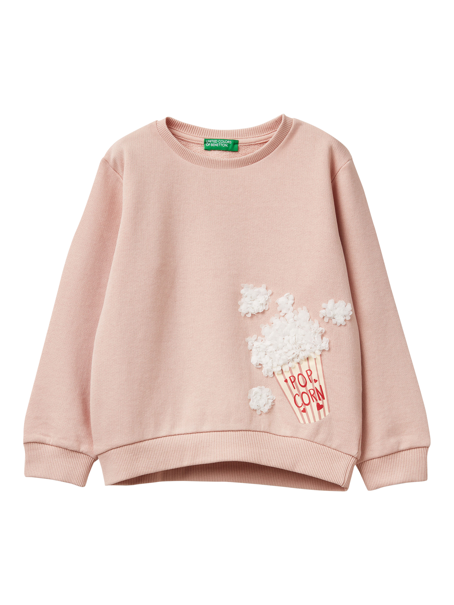 Product image 1 of 3, which shows Benetton Kids' Cotton Embroidered Jumper, Pink, 3-4 years