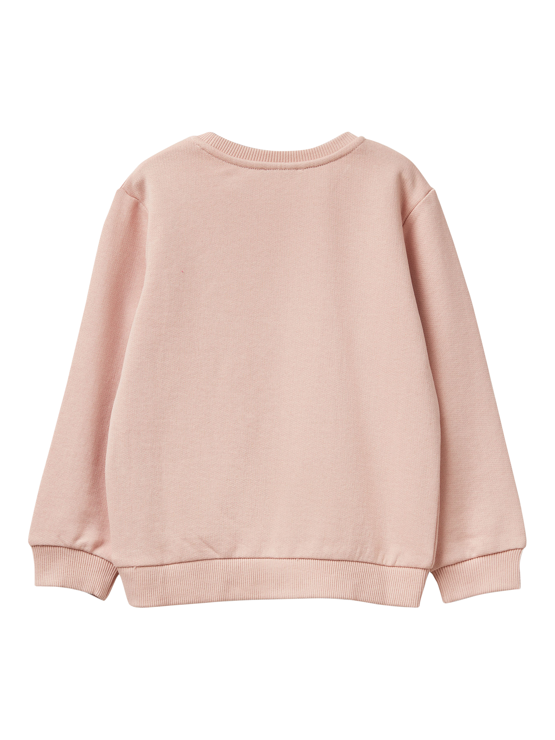 Product image 2 of 3, which shows Benetton Kids' Cotton Embroidered Jumper, Pink, 3-4 years