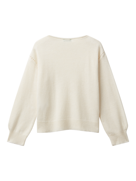 Benetton Kids' Wool Blend Jumper - view 2, White