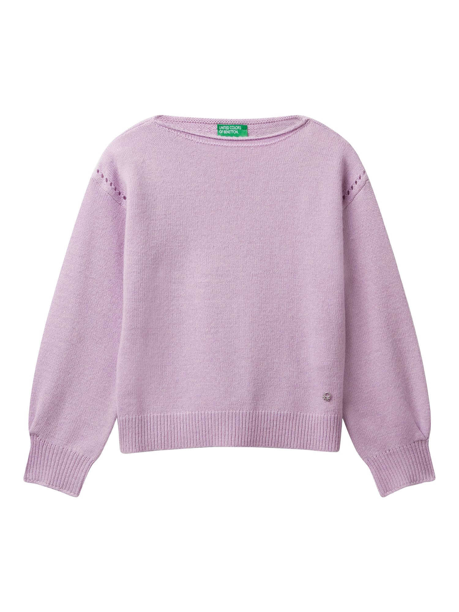 Product image 1 of 3, which shows Benetton Kids' Wool Blend Jumper, Violet, 6-7 years