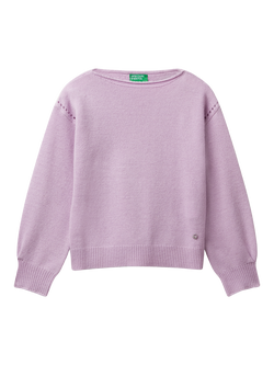 Benetton Kids' Wool Blend Jumper, Violet