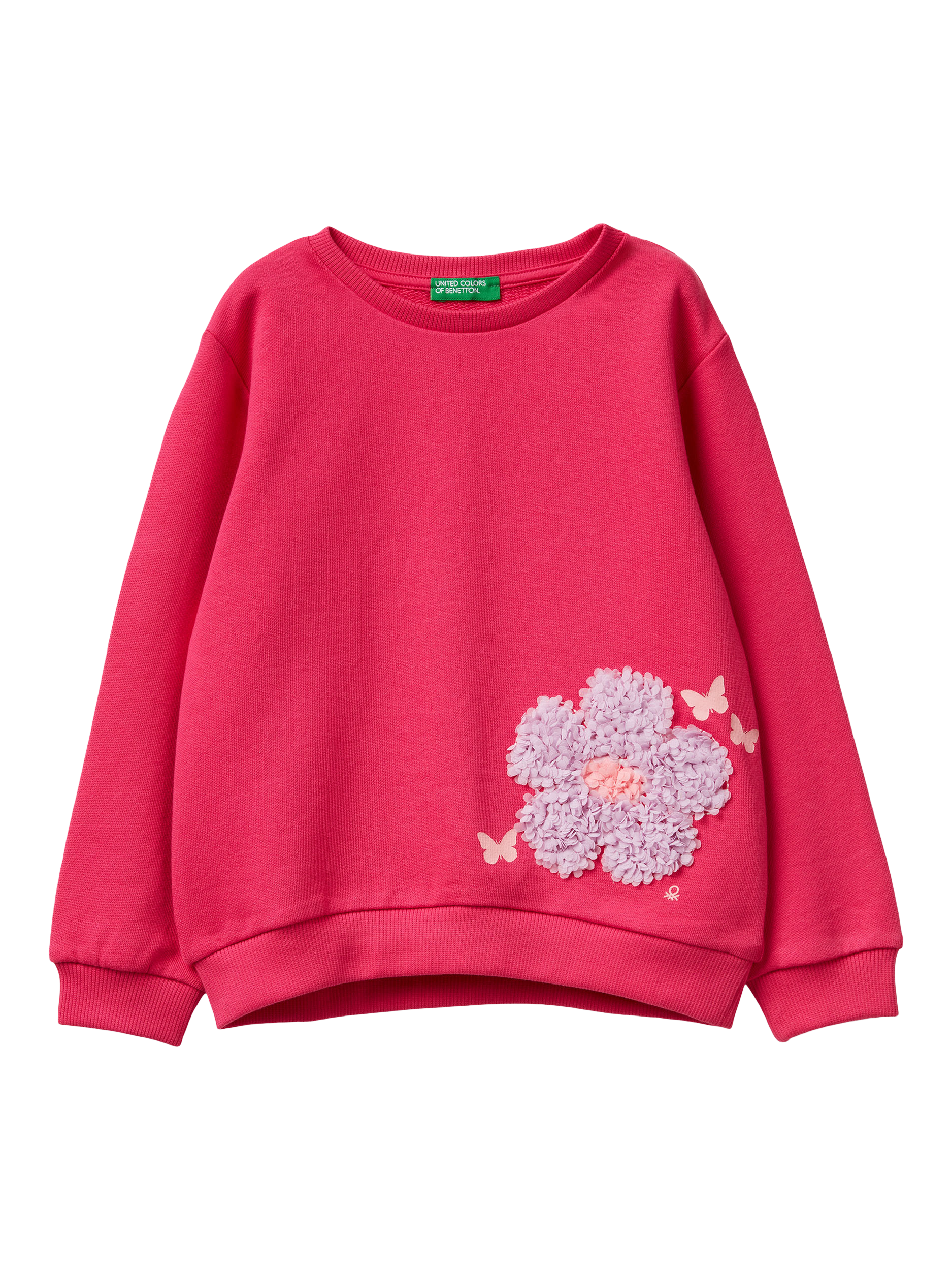 Product image 1 of 3, which shows Benetton Kids' Sweatshirt, Fuchsia/Violet, 5-6 years