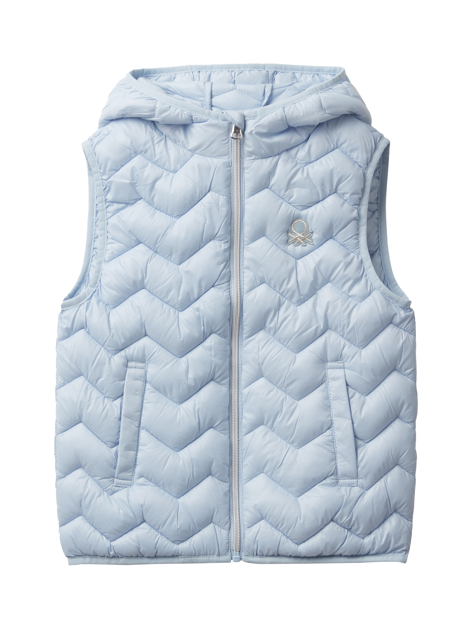 Product image 1 of 3, which shows Benetton Kids' Quilted Gilet, Blue, 6-7 years