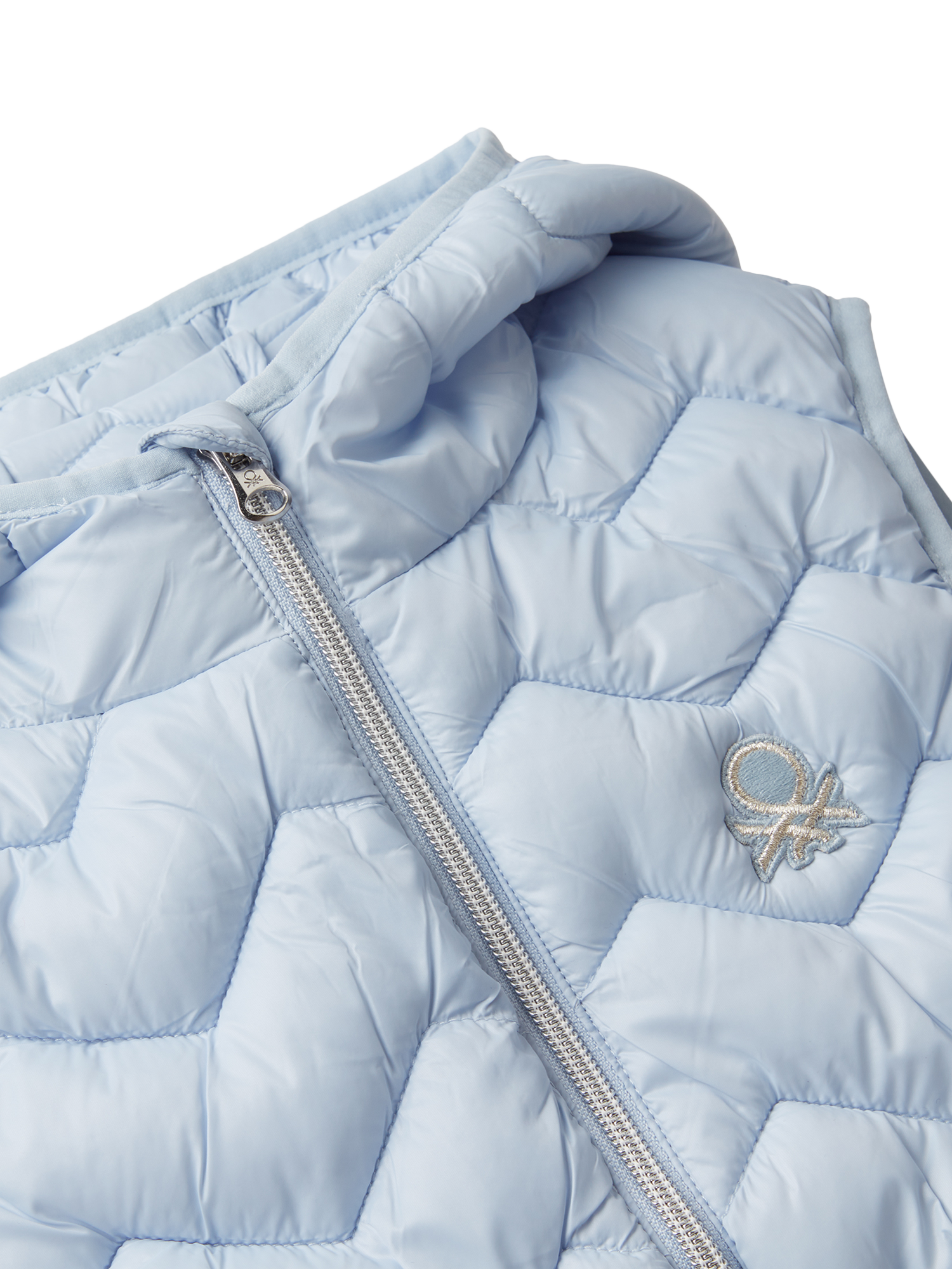 Product image 3 of 3, which shows Benetton Kids' Quilted Gilet, Blue, 6-7 years