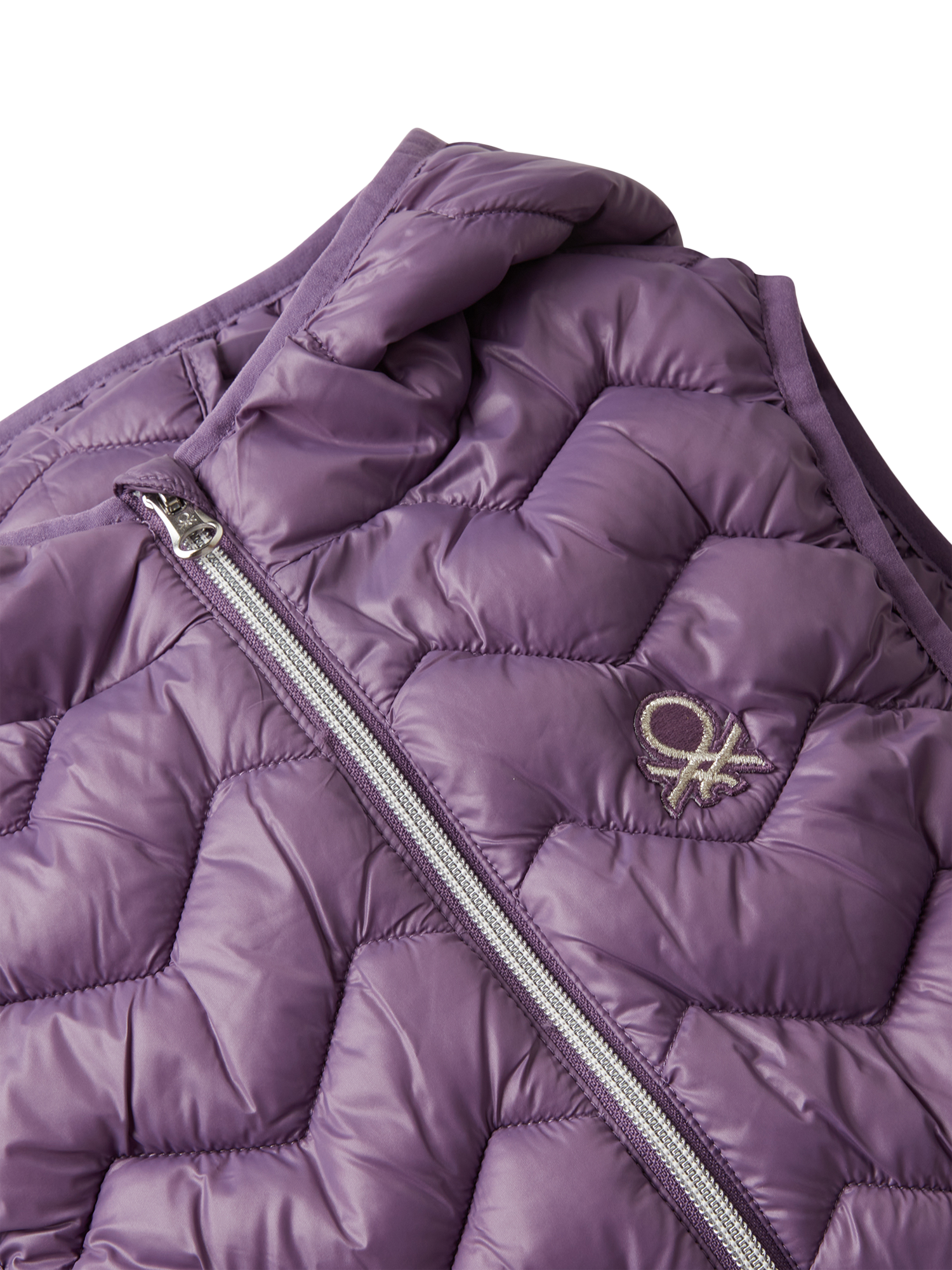 Product image 3 of 3, which shows Benetton Kids' Quilted Gilet, Violet, 11-12 years