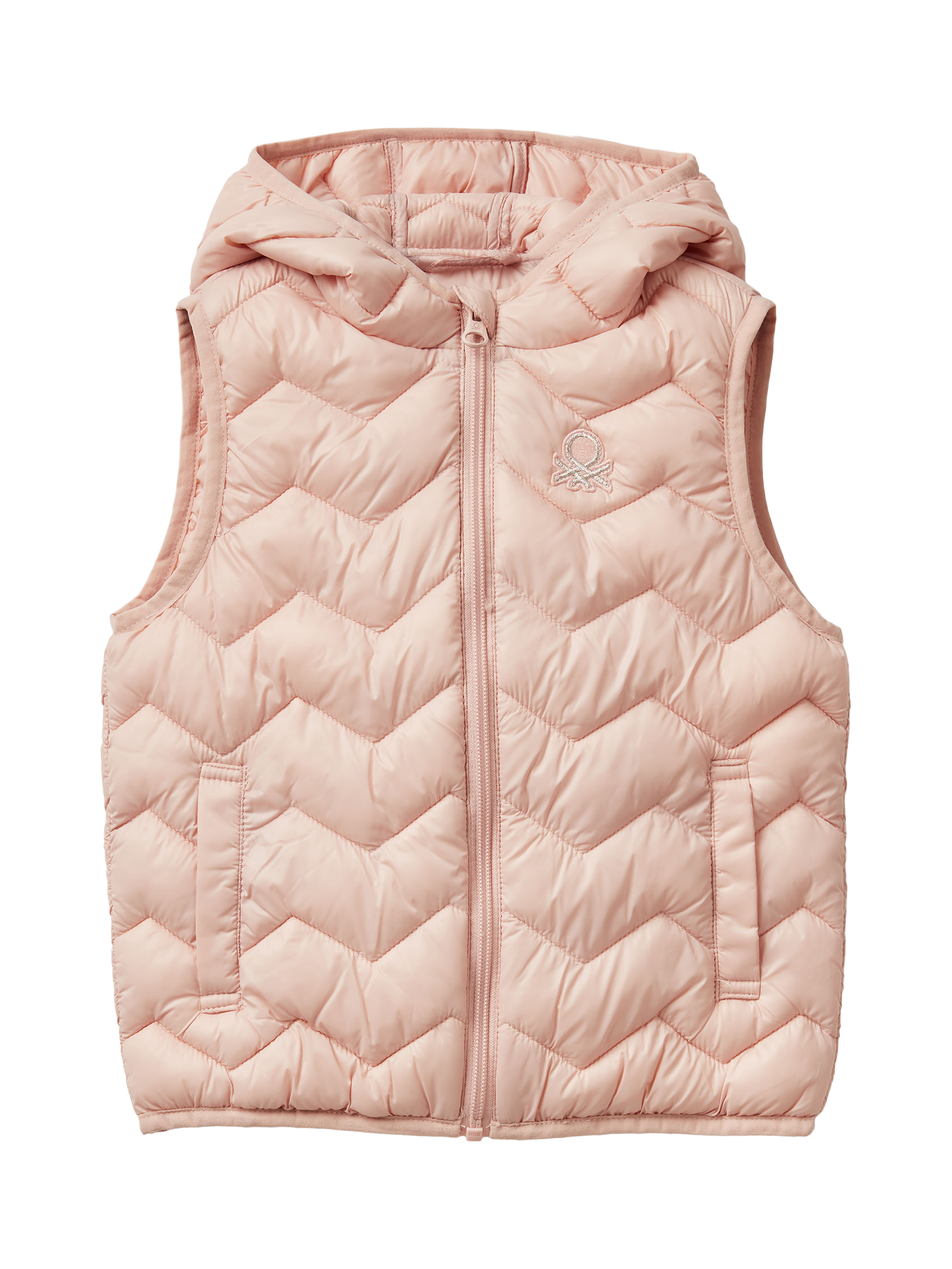 Product image 1 of 3, which shows Benetton Kids' Quilted Gilet, Pink, 4-5 years
