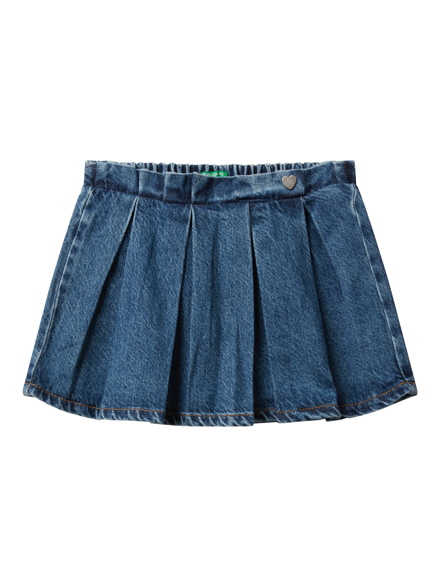 Product image 1 of 4, which shows Benetton Kids' Cotton Pleated Mini Skirt, Blue, 3-4 years
