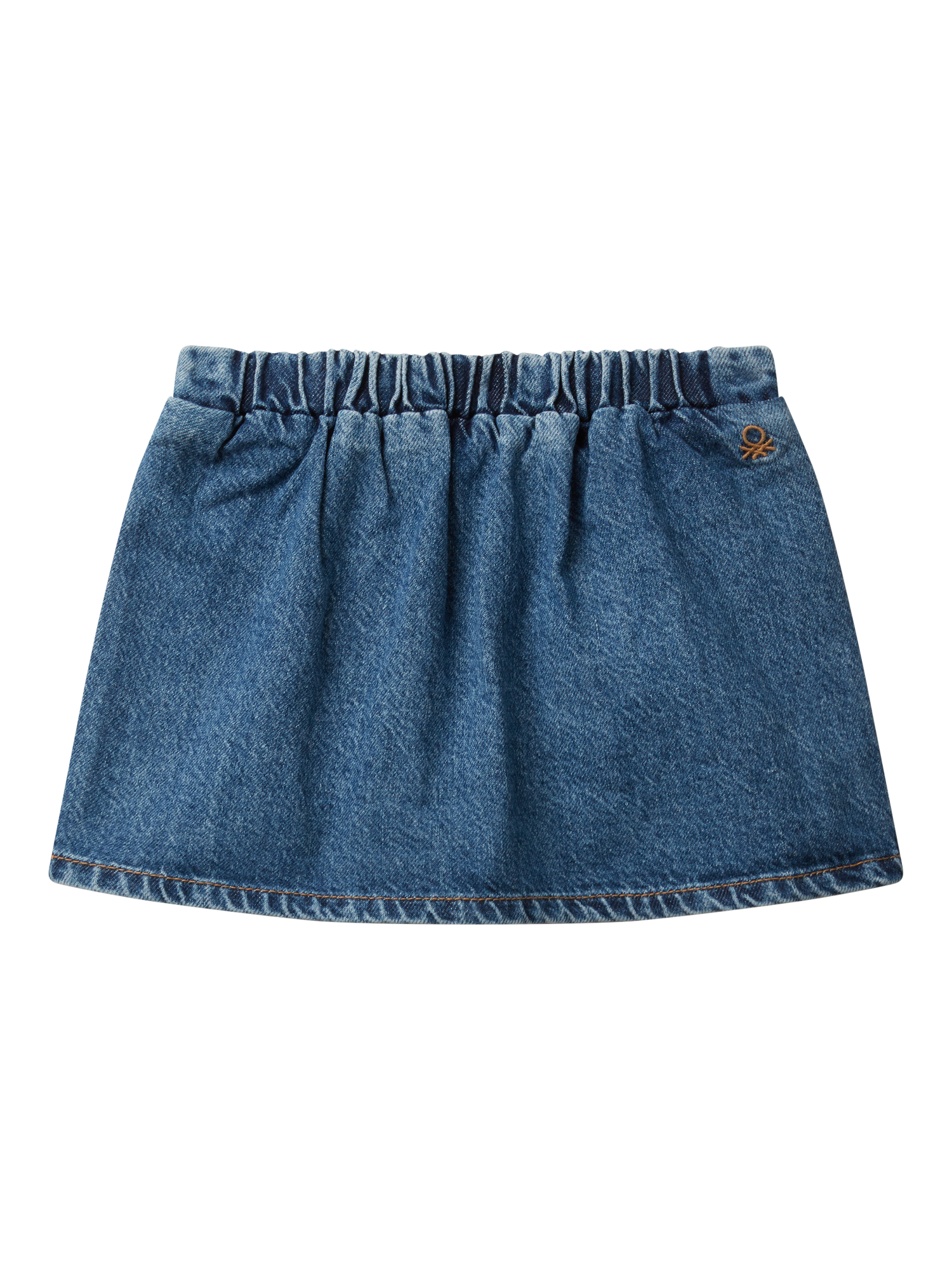 Product image 2 of 4, which shows Benetton Kids' Cotton Pleated Mini Skirt, Blue, 3-4 years