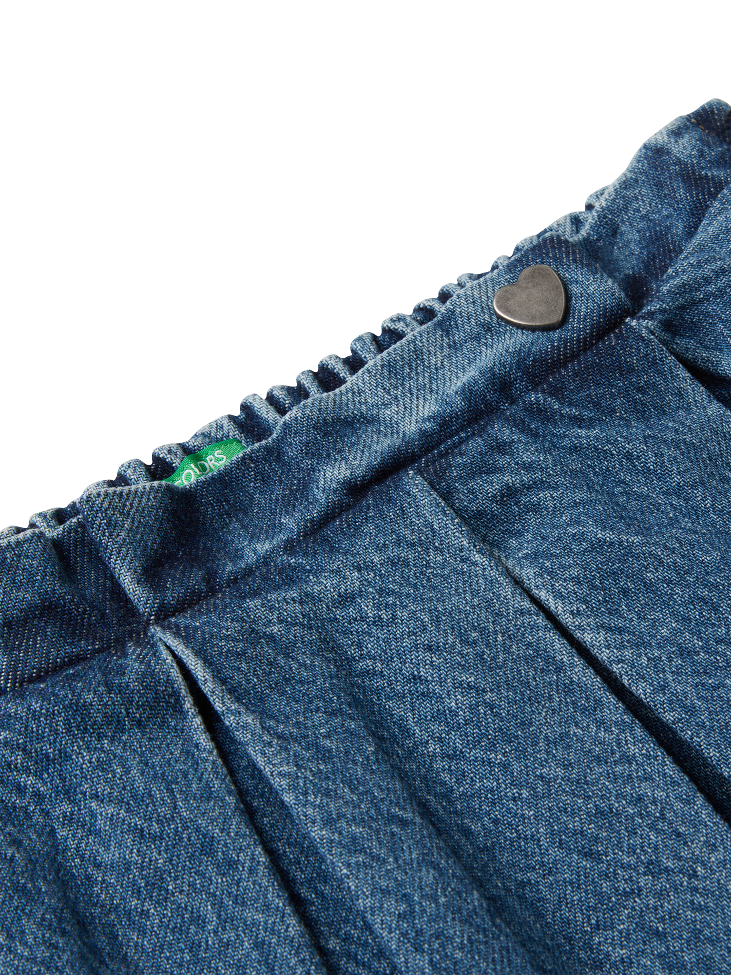 Product image 3 of 4, which shows Benetton Kids' Cotton Pleated Mini Skirt, Blue, 3-4 years