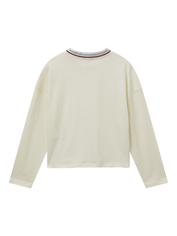 Benetton Kids' Cotton V-Neck Sequin Star Top, White - view 2, White