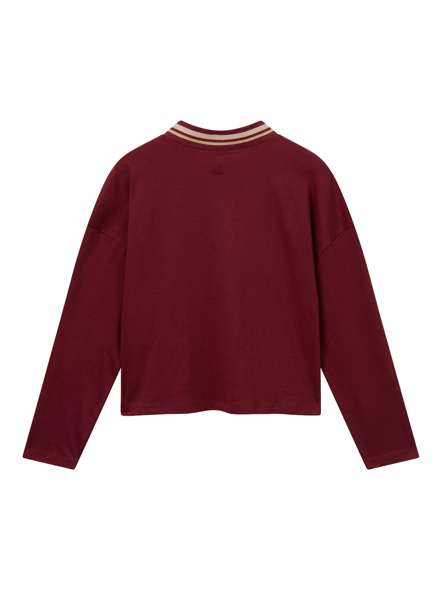 Product image 2 of 3, which shows Benetton Kids' Cotton V-Neck Sequin Slogan Top, Red, 6-7 years