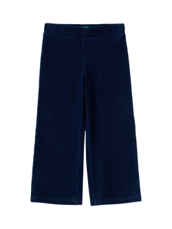 Benetton Kids' Cotton Blend Wide Leg Jeans, Blue